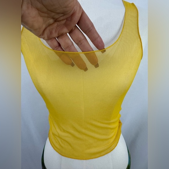 2 piece Swim Coverup Vibrant Yellow Tank with Sheer Patterned Pants - Picture 4 of 10